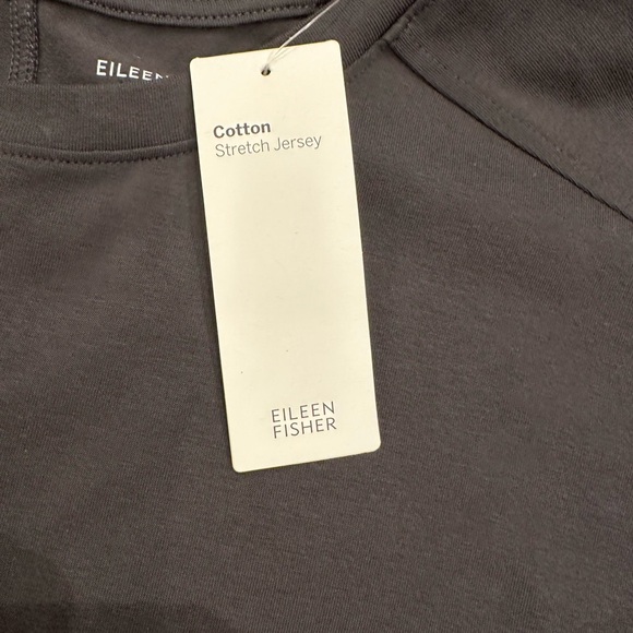 NWT Eileen Fisher Graphite Cotton Stretch Jersey Round Neck K/L Dress - Picture 2 of 8